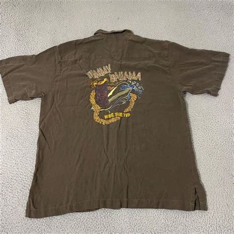 Tommy Bahama Tommy Bahama Shirt Mens Extra Large Brown Embroidered Silk