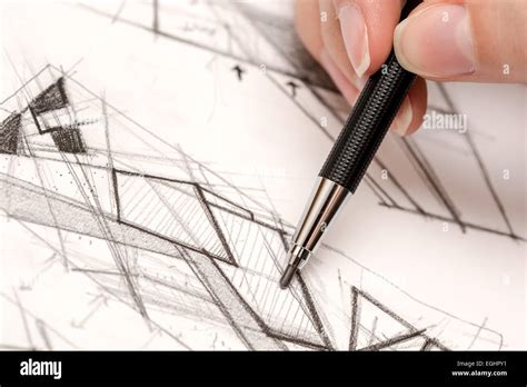 Architect Hand Drawing House Plan Sketch With Pencil Stock Photo Alamy