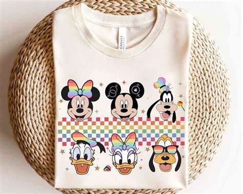 Cute Mickey Mouse And Friends Head Pride Month LGBT Shirt Disney Gay Days Orlando Rainbow