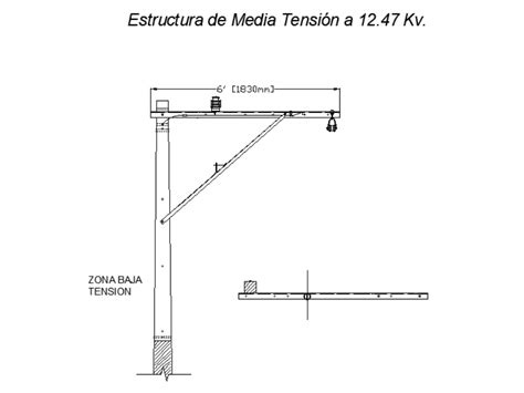 Estructura de media tensión en AutoCAD CAD 2 62 MB Bibliocad