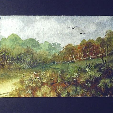 Aceo Sfa Original Watercolour Painting Country Folksy