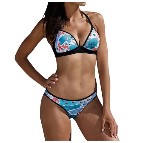 2020 novo verão oceano mar impressão bikini conjunto sexy natação wear maiô feminino casual fio