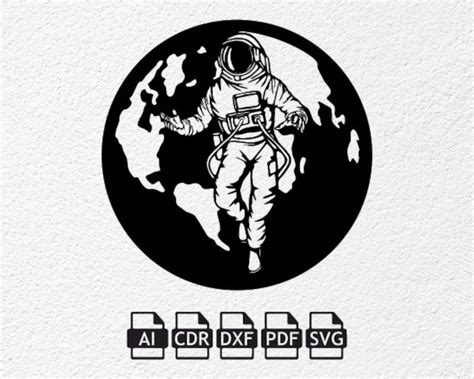 Astronaut Design Laser Cut Svg Dxf Files Wall Sticker Etsy