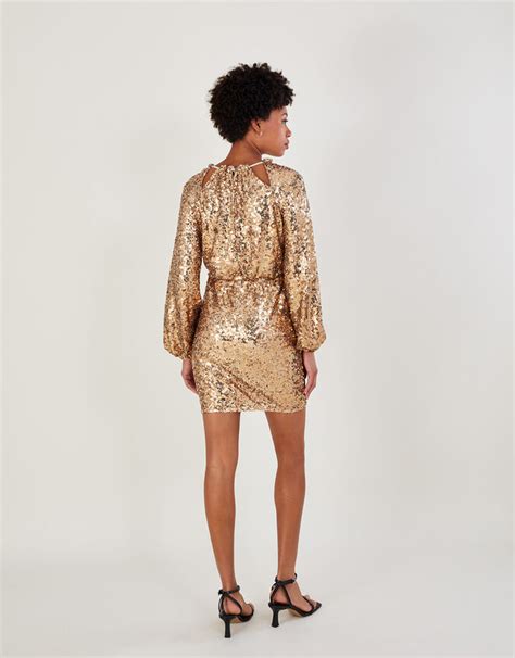 Leslie Sequin Short Dress Gold