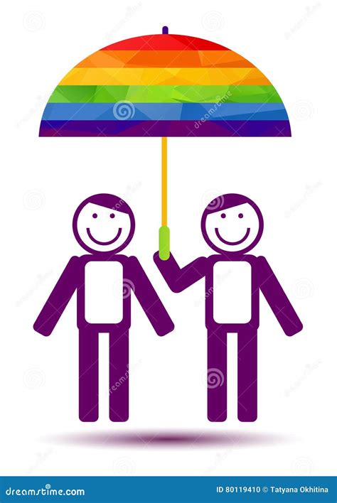 Pares gay con el paraguas ilustración del vector Ilustración de iguales 80119410