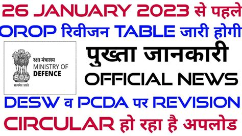 OROP Revision Arrear Table 26 January 2023 स पहल हग जर Orop