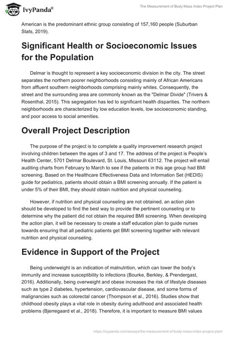 The Measurement Of Body Mass Index Project Plan 896 Words Essay Example