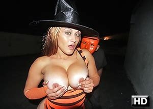 Busty Babe In A Striped Vest And A Fancy Dress Sucking A Xxx Dessert