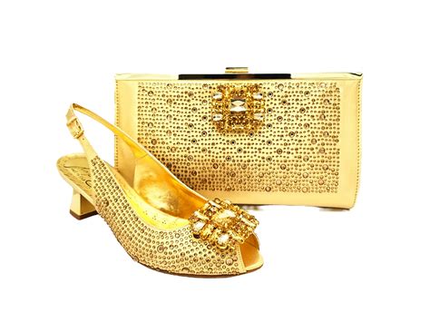 Laura Gold Wedding Shoes And Matching Bag Set Mary Shoes