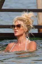 Victoria Silvstedt Wearing A Skimpy White Bikini On The Beach At Jardin Tropezina In Saint