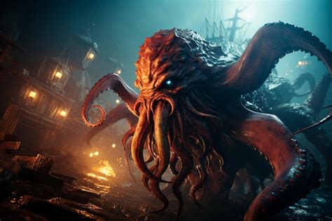 premium ai image   illustration   monster  big red monster