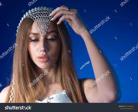 Beauty Portrait Session Nude Makeup Blue Stock Photo 1677956695 Shutterstock