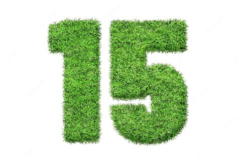 Premium Photo | A green number 15 on white background