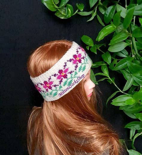 Hand Knit Headband Wool Ear Warmer Knit Fair Isle Headband Etsy