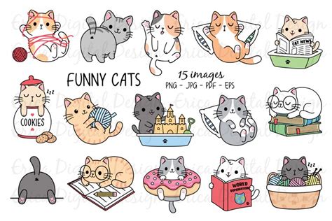 Picture Of Cats Clipart - Cute Cats Set Cartoon Kawaii Kitten ...