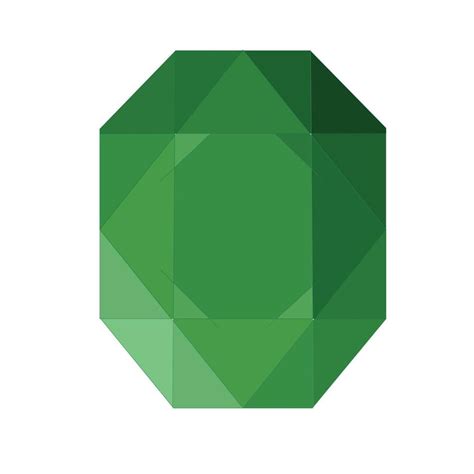 Green Faceted Crystal Gemstone Emerald Vector Illustration