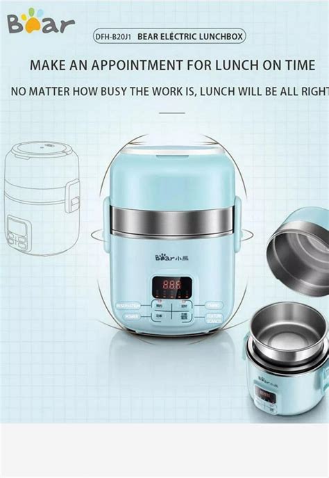 Bear Electric Lunch Box Portable Heating 3-Layers Stainless Multi Mini ...