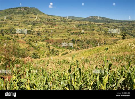 Landscape On The Slopes Of Mount Elgon In Eastern Uganda Stock Photo