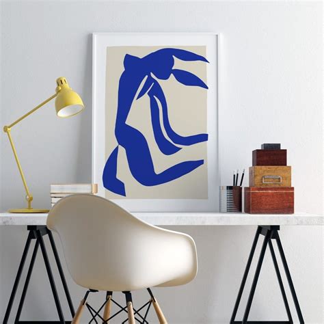 Matisse Blue Nude Cutout Print Mid Century Modern Artwork Flowing Hair Print Henri Matisse Print