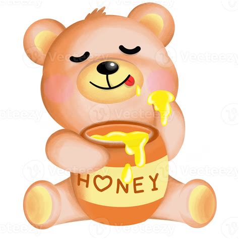 teddy bear eat honey 49327791 PNG