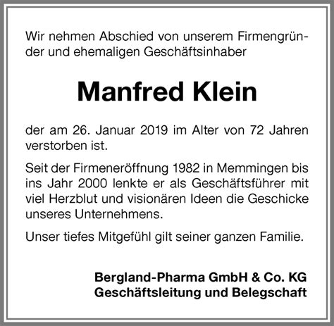 Traueranzeigen Von Manfred Klein Augsburger Allgemeine Zeitung