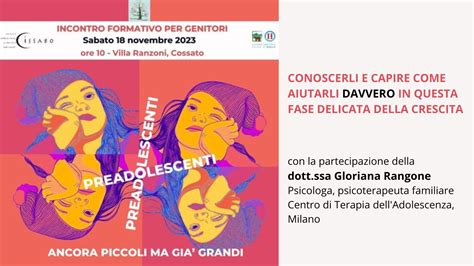 Incontro Formativo Per Genitori Preadolescenti Conoscerli E Capire