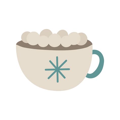 Winter Dessert Drink A Cup Of Hot Chocolate With Marshmallows Vector