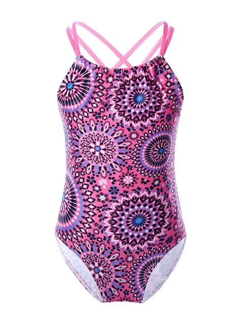 IEFiEL Girl S One Piece Spaghetti Shoulder Straps Bohemian Beach Leotard Bikini Swimwear Bathing