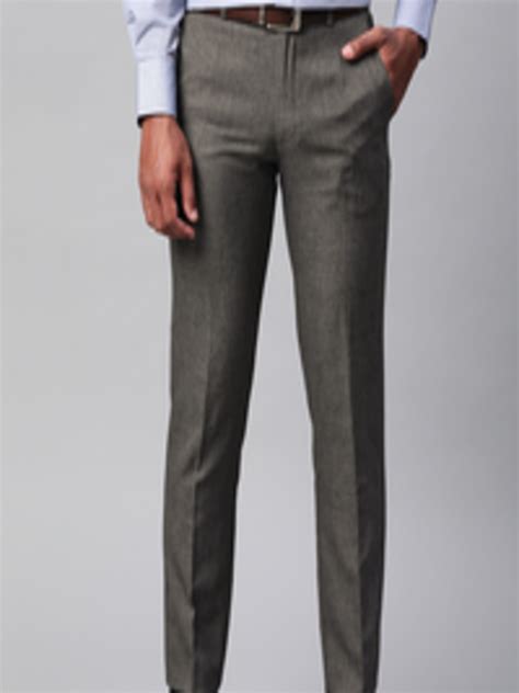 Buy Marks Spencer Men Charcoal Grey Slim Fit Solid Formal Trousers