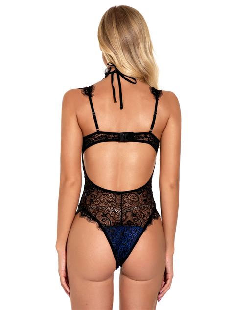 Bodysuit Teddies Femme Lingerie Sexy En Dentelle Avec Bretelles à Col Décolleté En V Coupe