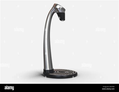 A Chrome Desktop Mountable Water Dispenser With Hot And Cold Function On An Isolated Background
