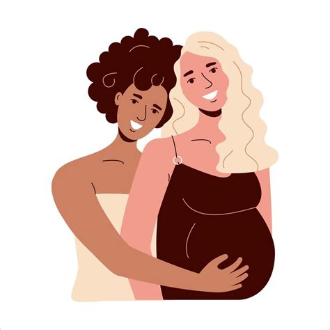 Pregnant Women Smile Lesbian Girlfriends Are Married And Will Have A Baby Interracial Lgbt