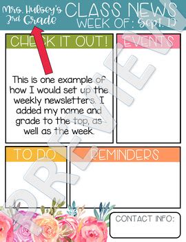 Floral Newsletter Templates By Hanging With Mrs Hulsey Tpt