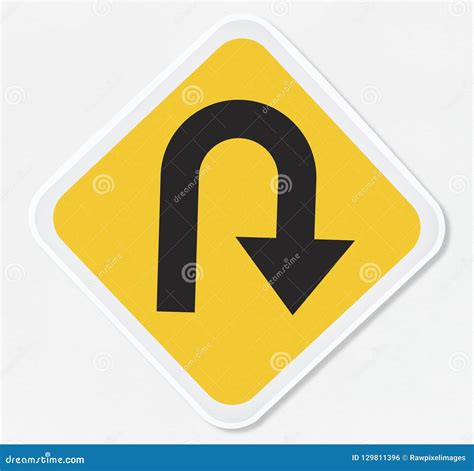 U Turn Road Sign Vector Illustration Stock Illustration - Illustration ...