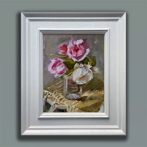 Roses In A Glass Jar Original Still Life Oil Painting Jen Buckley Art