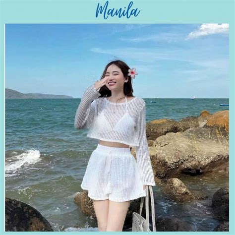 Hang QCCC Set Bộ Ba Món Đi Biển Cho Nữ Set Bikini Kèm Khoác Cực Xinh Cho Nữ Đi Chơi Đi Biển