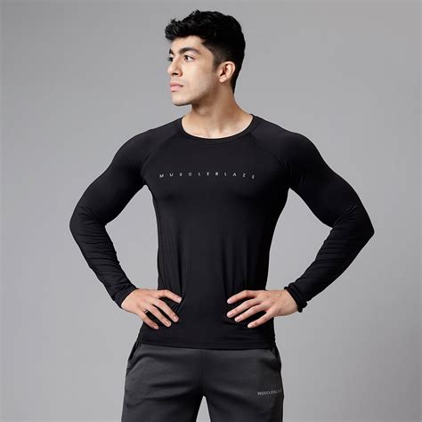 Compression Muscle Tee Full Sleeve Midnight Black Small Muscleblaze
