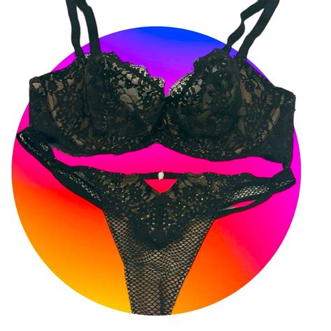 Vtg S Victorias Secret Lingerie Set Lace Rhineston Gem