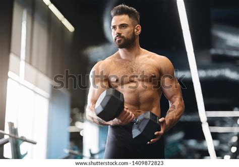 Sport Motivation Muscular Athlete Naked Torso Stock Photo