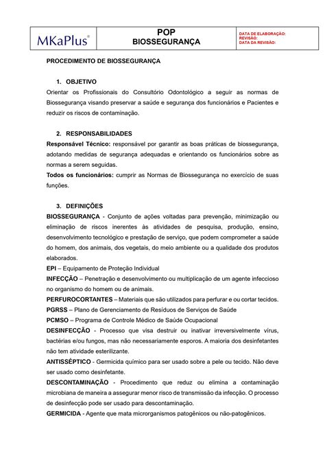 POPs para Consultório Odontológico - POPs Prontos e Editáveis