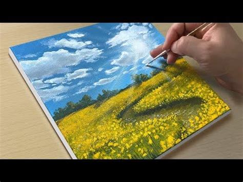 Yellow Flower Field Painting / Acrylic Painting / STEP by STEP | Flower painting canvas, Acrylic ...