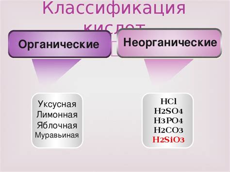 Презентация по химии на тему Кислотыих классификация и свойства8 класс