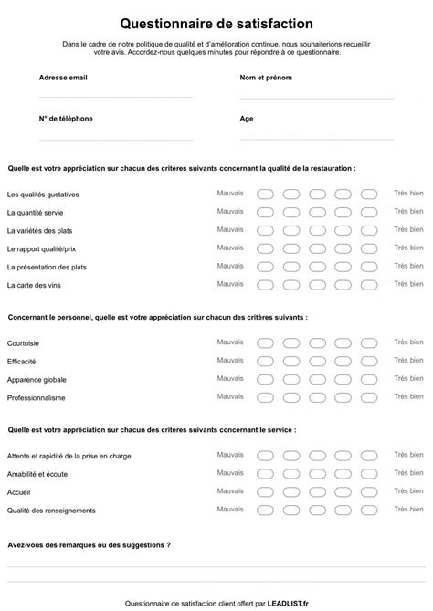 Enqu Te De Satisfaction Comment R Ussir Vos Sondages Mod Le