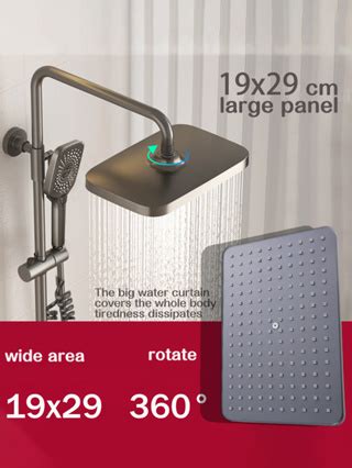 Koyot Gun Grey Black In Square Piano Key Design Hot And Cold Shower Head Set With Mixer