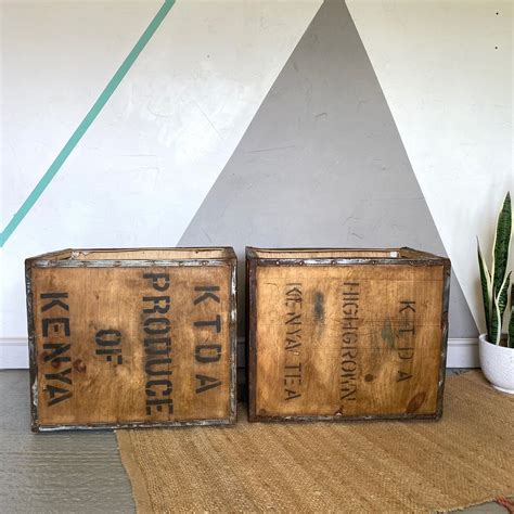 Rustic Storage Wooden Vintage Tea Chest Trunk Box Crate Vintage Tea