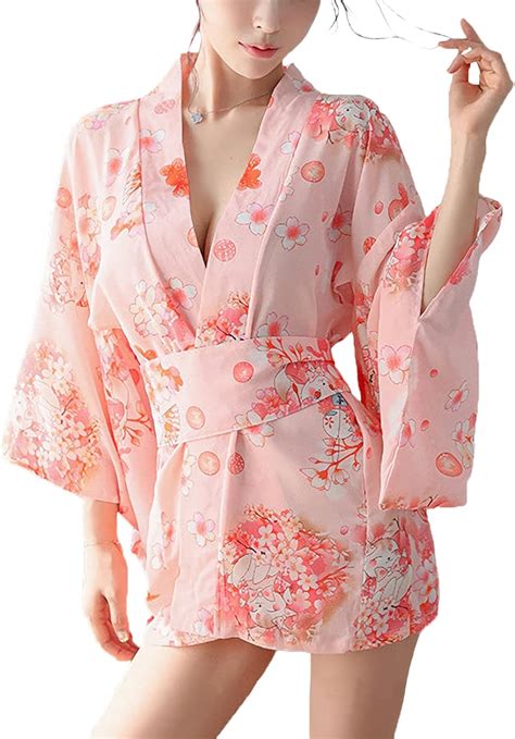 Amazon PURSPKXO Japanese Kimono Sexy Lingerie Floral Kimono Yukata Robe Costume For Women