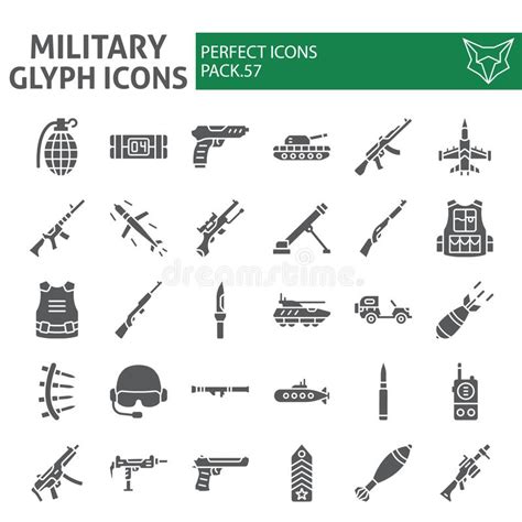 Conjunto De Iconos De Glifos Militares ColecciÃ³n De SÃmbolos De