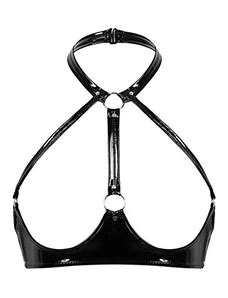 Freebily Reggiseno Aperto Sexy Donna Hot Balconcino Body Chest Harness Pelle Bikini Bra Push Up