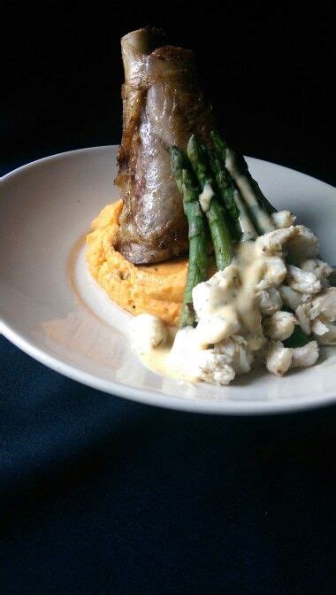 Volcano veal oscar: braised veal shank,roasted red pepper potato puree ...