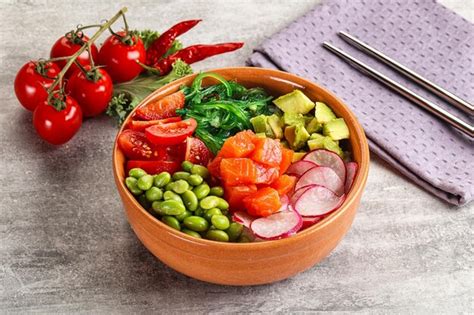 Premium Photo Hawaian Cuisine Poke With Salmon